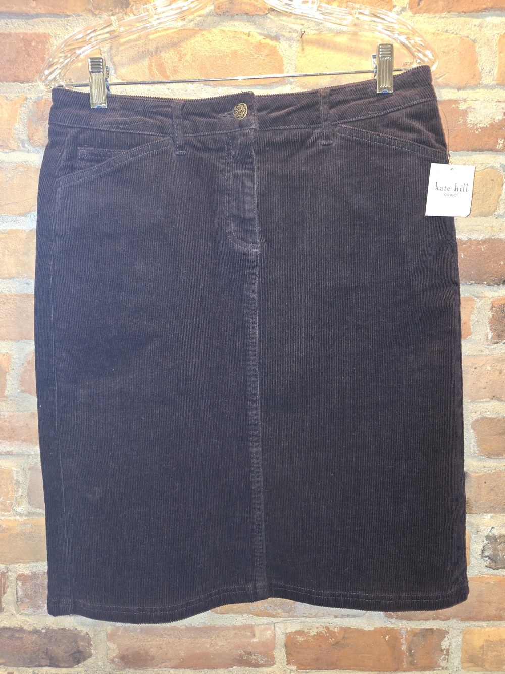 Kate Hill Dark Brown Corduroy Pencil Skirt